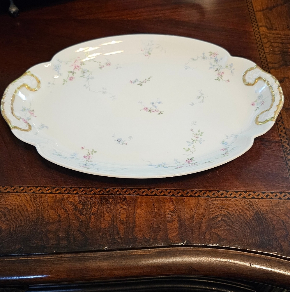 Theodore Haviland Limoges France Serving Platter Floral with gold accents EUC
